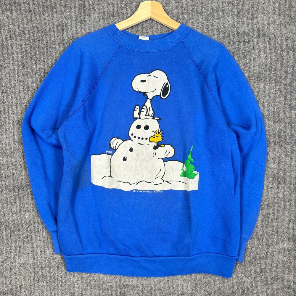 Vintage Snoopy Peanuts Artex Sweatshirt Men XL Blue Graphic Crewneck USA 50s 60s
